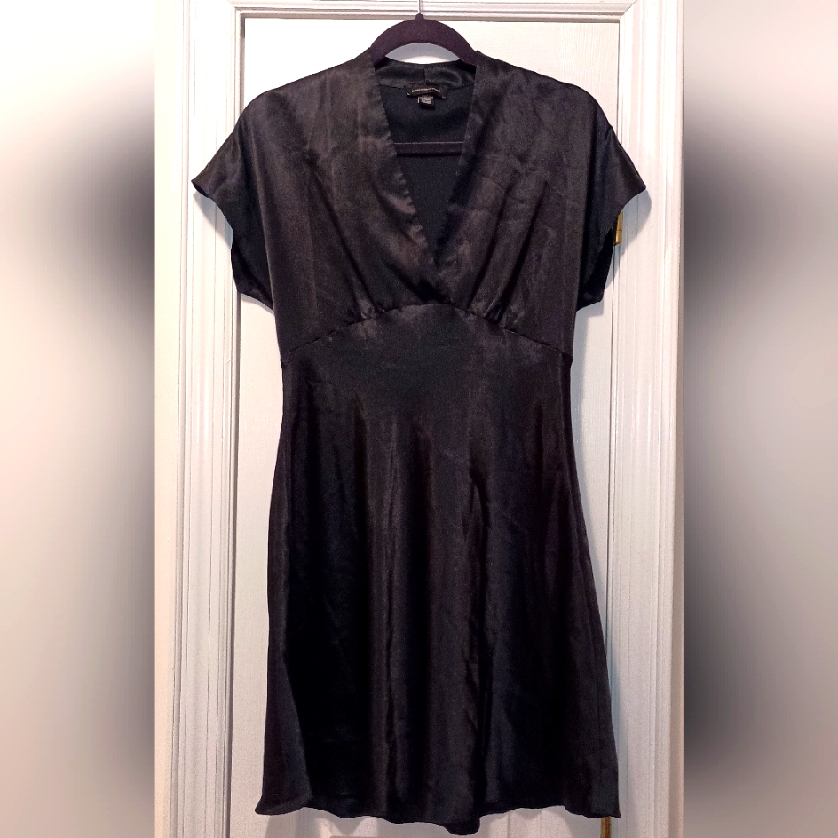 Jones New York Vintage Y2k Black Satin Babydoll Dress Size Medium
